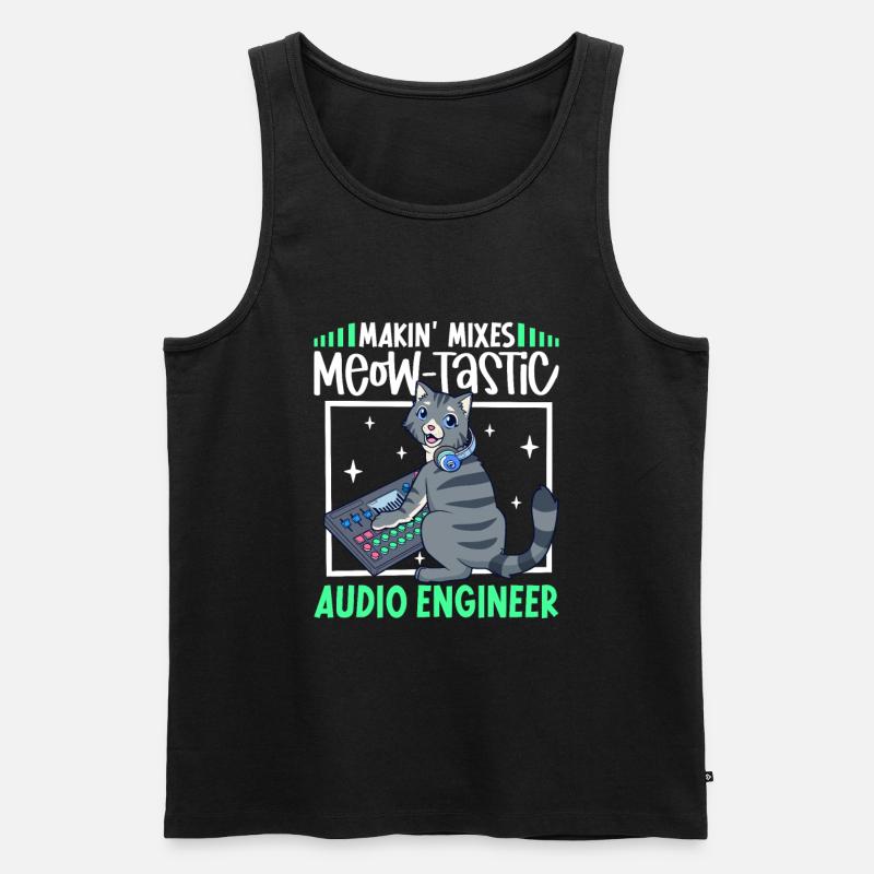 Katze am Mischpult - Tontechniker - Männer Premium Bio Tank Top - Schwarz