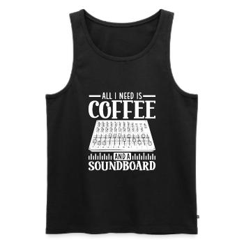 Kaffee und Mischpult - Tontechniker - Männer Premium Bio Tank Top - Schwarz - Vorne - AI Model Male 178 light (178cm)