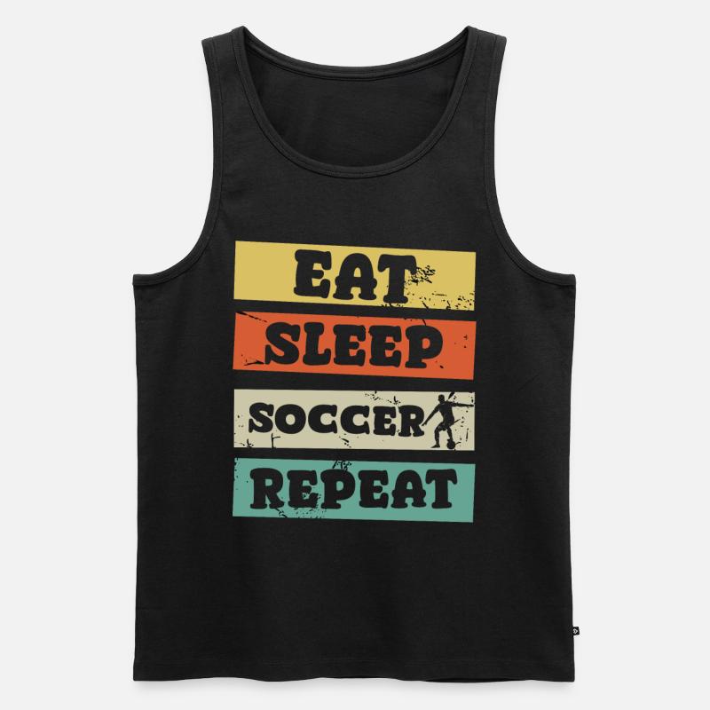 eat sleep soccer repeat - Männer Premium Bio Tank Top - Schwarz