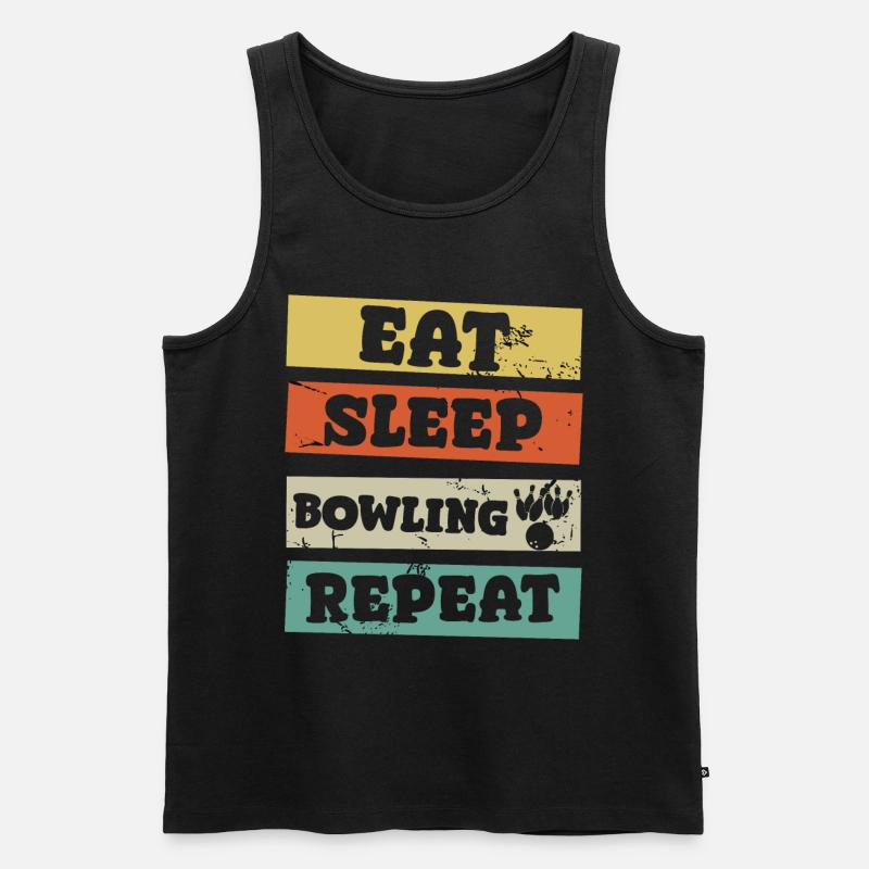 eat sleep bowling repeat - Männer Premium Bio Tank Top - Schwarz