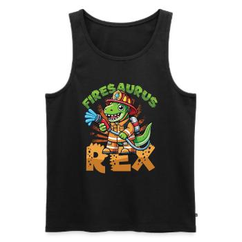 Firesaurus Rex Feuerwehr Dinosaurier Abenteuer - Männer Premium Bio Tank Top - Schwarz - Vorne - Michal (187cm)