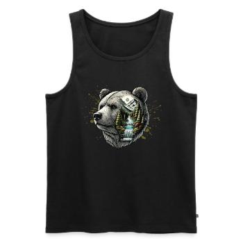 Wilderness Inside the Bear Retro Vintage - Men's Premium Organic Tank Top - black - Front - Michal (187cm)