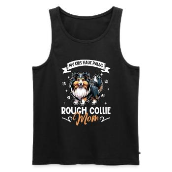 Maman Collie à poil long - Débardeur bio Premium Homme - noir - Devant - Michal (187cm)