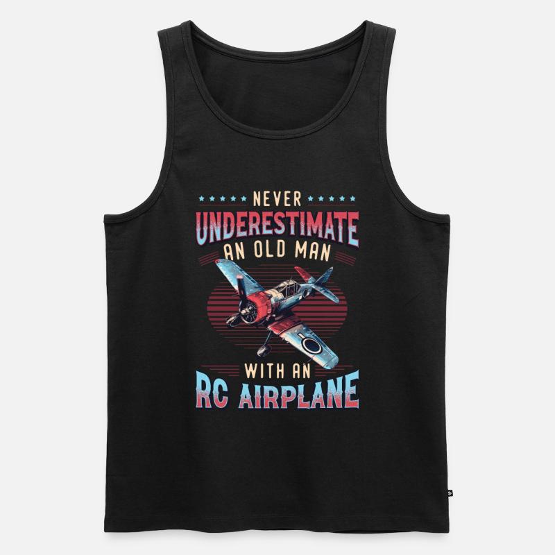 Alter Mann Mit Modellflugzeug - Männer Premium Bio Tank Top - Schwarz