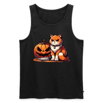 Halloween Katze Und Kürbis Für Herbst Kürbis Katze - Männer Premium Bio Tank Top - Schwarz - Vorne - Michal (187cm)