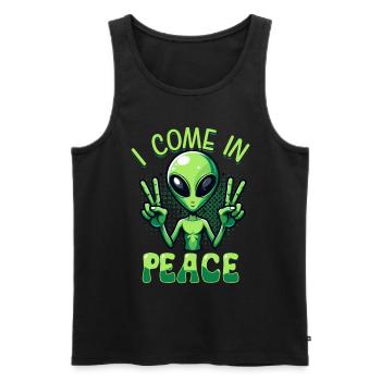 Alien Alien I Come in Peace Peace - Men's Premium Organic Tank Top - black - Front - AI Model Male 178 light (178cm)
