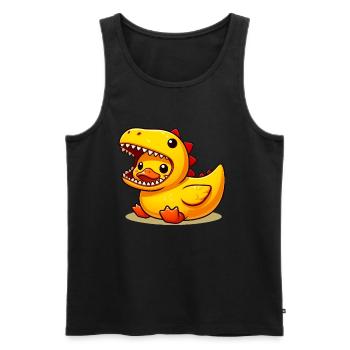 Dino Duck, Yellow Rubber Duck & Rubber Duck - Men's Premium Organic Tank Top - black - Front - AI Model Male 178 light (178cm)