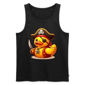 Pirate Duck, Yellow Rubber Duck & Rubber Duck - Men's Premium Organic Tank Top - black - Front - AI Model Male 178 light (178cm)