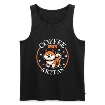 Kaffee und Akita - Männer Premium Bio Tank Top - Schwarz - Vorne - Michal (187cm)
