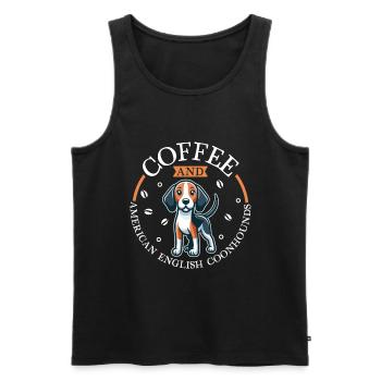 Café et Coonhound anglais américain - Débardeur bio Premium Homme - noir - Devant - Michal (187cm)