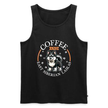 Coffee and East Siberian Laika - Men's Premium Organic Tank Top - black - Front - AI Model Male 178 light (178cm)