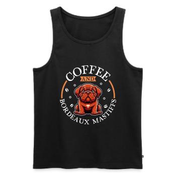 Café et Dogue de Bordeaux - Débardeur bio Premium Homme - noir - Devant - AI Model Male 178 light (178cm)
