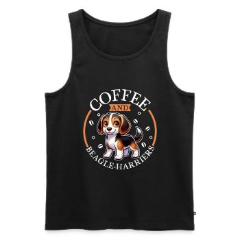 Kaffee und Beagle-Harrier - Männer Premium Bio Tank Top - Schwarz - Vorne - AI Model Male 178 light (178cm)