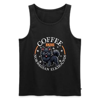 Café et chien d’élan norvégien - Débardeur bio Premium Homme - noir - Devant - Michal (187cm)