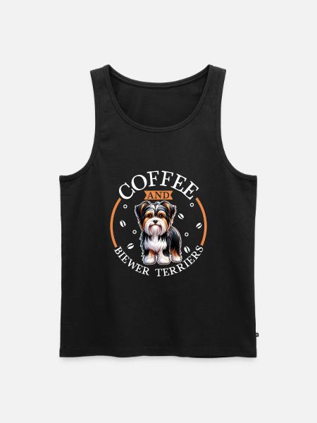 Coffee and Biewer Terrier - Men's Premium Organic Tank Top - black