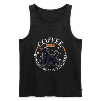Café et terrier russe noir - Débardeur bio Premium Homme - noir - Devant - Michal (187cm)