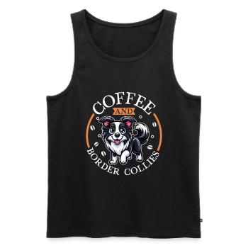 Café et Border Collie - Débardeur bio Premium Homme - noir - Devant - Michal (187cm)