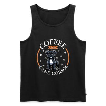 Coffee and Cane Corso - Men's Premium Organic Tank Top - black - Front - AI Model Male 178 light (178cm)