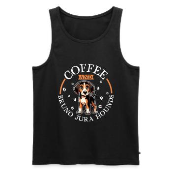 Café et Chien du Jura - Débardeur bio Premium Homme - noir - Devant - AI Model Male 178 light (178cm)