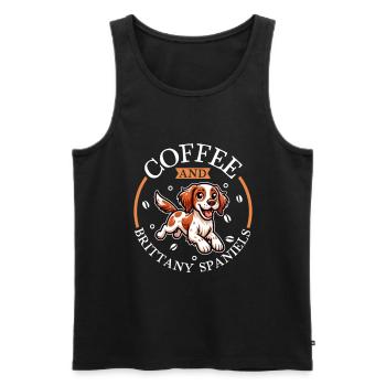 Kaffee und Epagneul Breton - Männer Premium Bio Tank Top - Schwarz - Vorne - Michal (187cm)