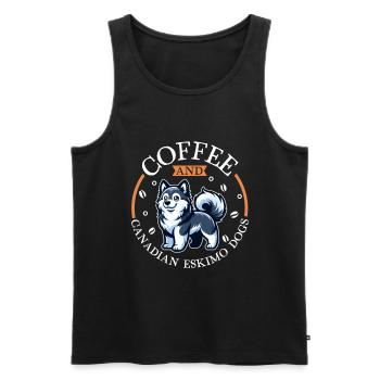 Café et chien esquimau canadien - Débardeur bio Premium Homme - noir - Devant - Michal (187cm)