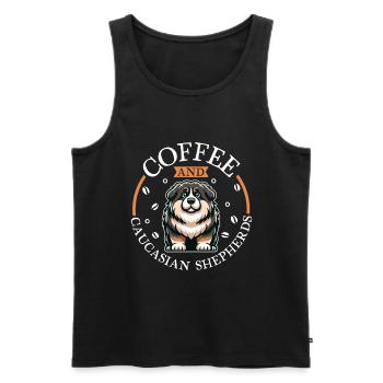 Kaffee und Kaukasischer Owtscharka - Männer Premium Bio Tank Top - Schwarz - Vorne - Michal (187cm)