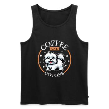 Café et Coton de Tuléar - Débardeur bio Premium Homme - noir - Devant - AI Model Male 178 light (178cm)