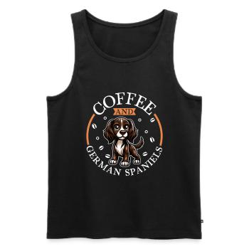 Kaffee und Deutscher Wachtelhund - Männer Premium Bio Tank Top - Schwarz - Vorne - Michal (187cm)