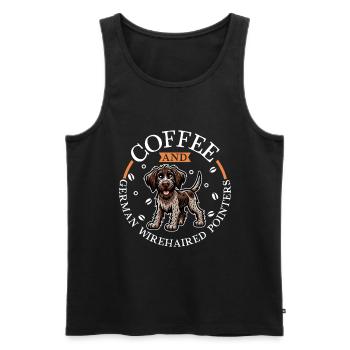 Café et Wirehair allemand - Débardeur bio Premium Homme - noir - Devant - Michal (187cm)