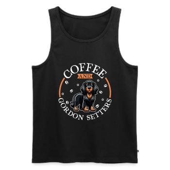 Coffee et Gordon Setter - Débardeur bio Premium Homme - noir - Devant - AI Model Male 178 light (178cm)