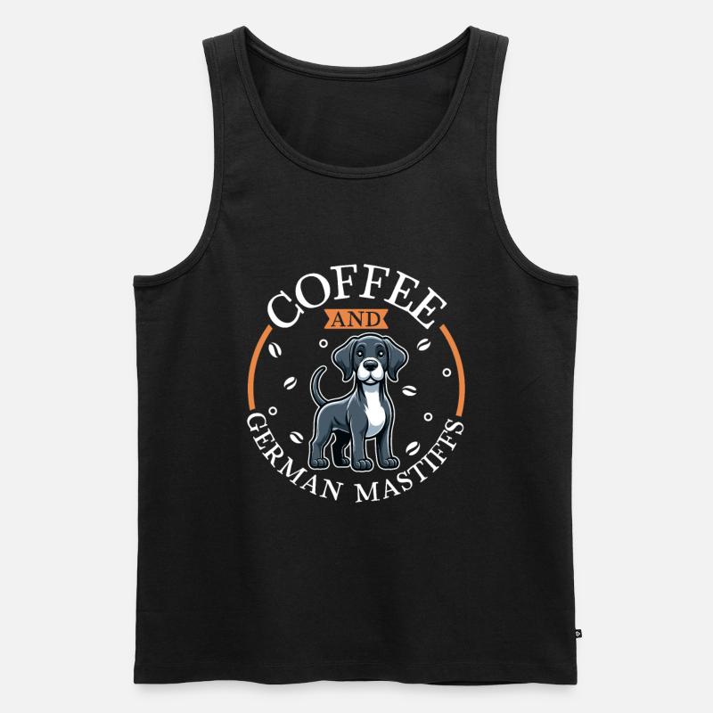 Kaffee und Deutsche Dogge - Männer Premium Bio Tank Top - Schwarz