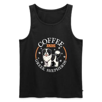 Café et berger grec - Débardeur bio Premium Homme - noir - Devant - Michal (187cm)