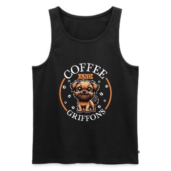 Café et Griffon Bruxellois - Débardeur bio Premium Homme - noir - Devant - Michal (187cm)