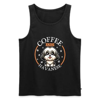 Café et bichon havanais - Débardeur bio Premium Homme - noir - Devant - Michal (187cm)