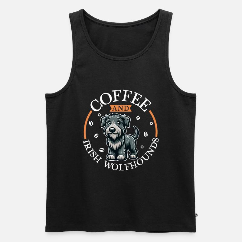 Kaffee und Irischer Wolfshund - Männer Premium Bio Tank Top - Schwarz