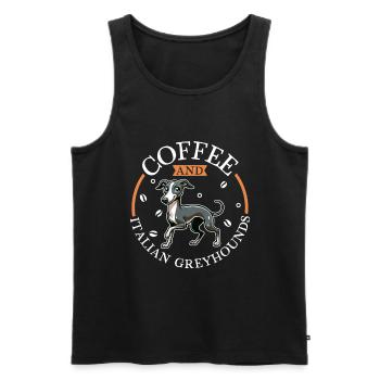 Café et lévrier italien - Débardeur bio Premium Homme - noir - Devant - Michal (187cm)