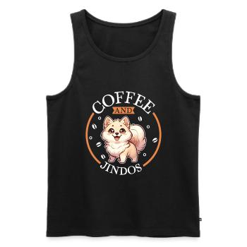 Coffee and Korea Jindo Dog - Men's Premium Organic Tank Top - black - Front - Michal (187cm)