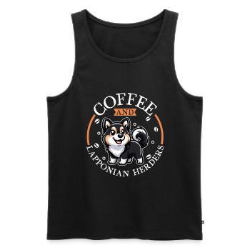 Café et chien renne de Laponie - Débardeur bio Premium Homme - noir - Devant - Michal (187cm)