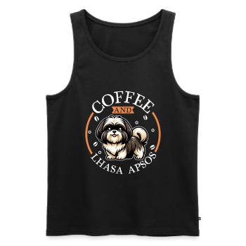 Café et Lhassa Apso - Débardeur bio Premium Homme - noir - Devant - Michal (187cm)