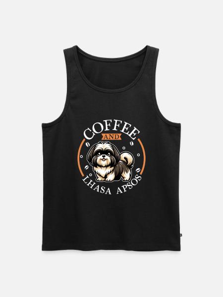 Coffee and Lhasa Apso - Men's Premium Organic Tank Top - black