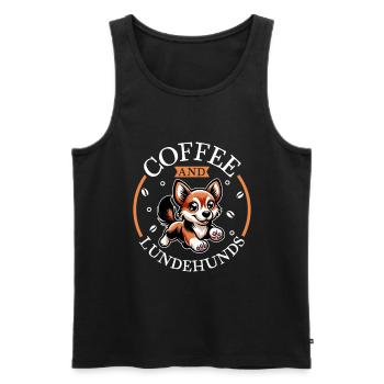 Café et Lundehund norvégien - Débardeur bio Premium Homme - noir - Devant - Michal (187cm)