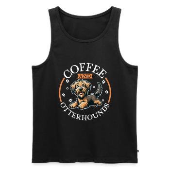 Café et chien loutre - Débardeur bio Premium Homme - noir - Devant - Michal (187cm)