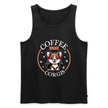 Café et Welsh Corgi Pembroke - Débardeur bio Premium Homme - noir - Devant - Michal (187cm)
