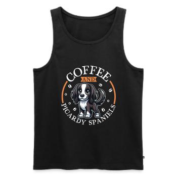 Coffee and Epagneul Picard - Men's Premium Organic Tank Top - black - Front - Michal (187cm)