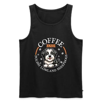 Kaffee und Polski Owczarek Nizinny - Männer Premium Bio Tank Top - Schwarz - Vorne - AI Model Male 178 light (178cm)