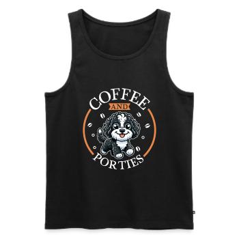 Kaffee und Portugiesischer Wasserhund - Männer Premium Bio Tank Top - Schwarz - Vorne - Michal (187cm)