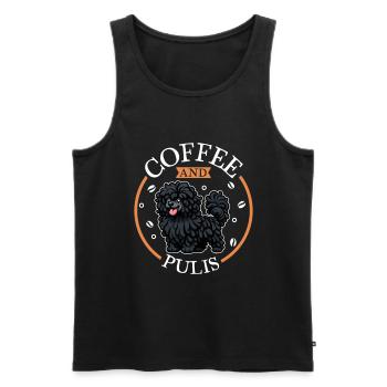 Café et Puli - Débardeur bio Premium Homme - noir - Devant - AI Model Male 178 light (178cm)