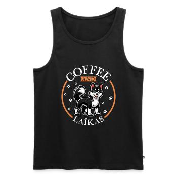 Coffee and Russian-European Laika - Men's Premium Organic Tank Top - black - Front - AI Model Male 178 light (178cm)