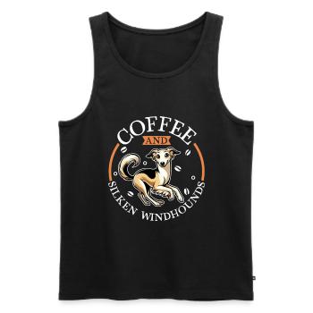 Kaffee und Silken Windhound - Männer Premium Bio Tank Top - Schwarz - Vorne - Michal (187cm)