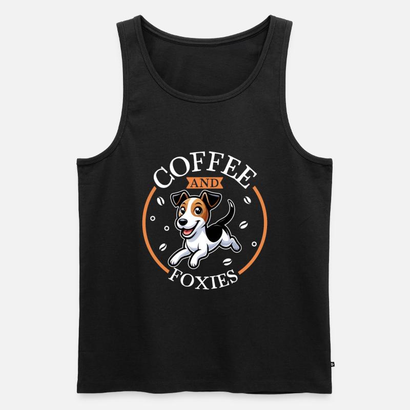 Kaffee und Glatthaar-Foxterrier - Männer Premium Bio Tank Top - Schwarz